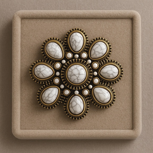 Premier Designs Jewelry - Premier Designs POSY Faux Howlite Floral Stone Enhancer NWOT With FLAW #500